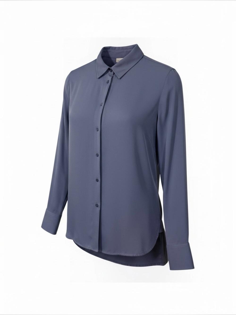 Vince Silk Stretch Button Down Long Sleeve Blouse - Slate Blue Size XS